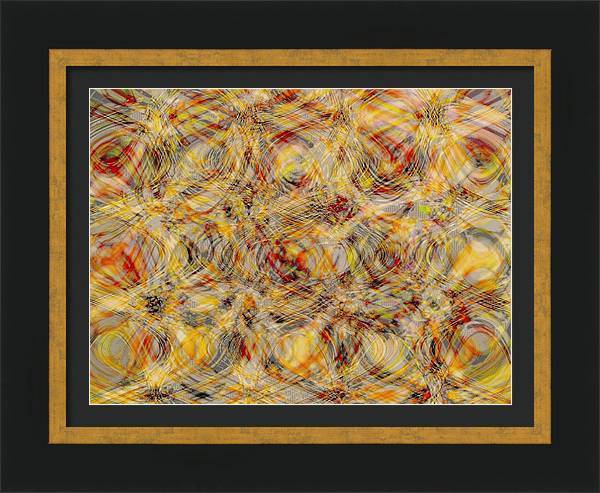multicolored interconnected lines in a gold frame